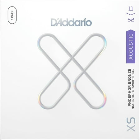 D'Addario XS Phosphor Bronze Coated Acoustic Guitar Strings 3-Pack 11 - 52