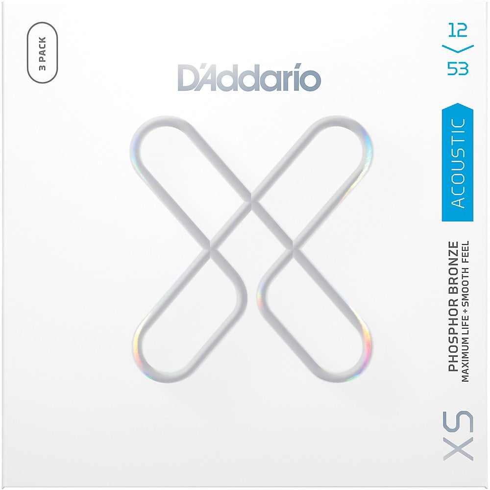 D'Addario XS Phosphor Bronze Coated Acoustic Guitar Strings 3-Pack - 12 - 53