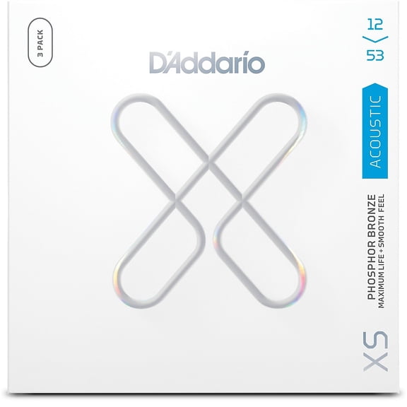 D'Addario XS Phosphor Bronze Coated Acoustic Guitar Strings 3-Pack - 12 - 53