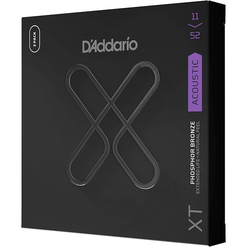D'Addario XT Phosphor Bronze Coated Acoustic Guitar Strings 3-Pack 11 - 52