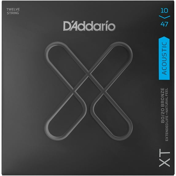 D'Addario - XTABR1047-12 - 12-String Acoustic Guitar String Set - XT Coated Light 10-47