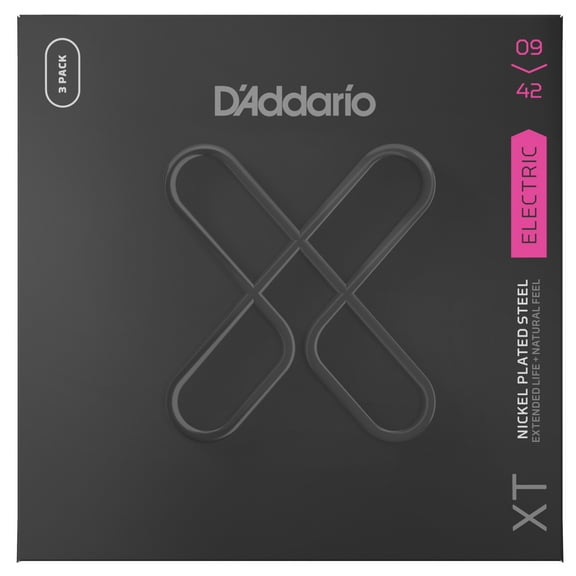 D'Addario XTE0942 XT Nickel Wound Electric Guitar String Set, Super Light, 9-42 Gauge, 3-Pack