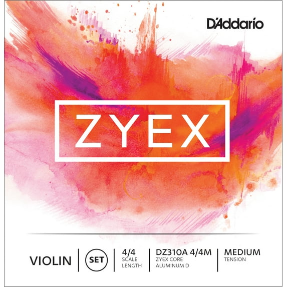 D'Addario Zyex Violin String Set with Aluminum D, 4/4 Scale, Medium Tension