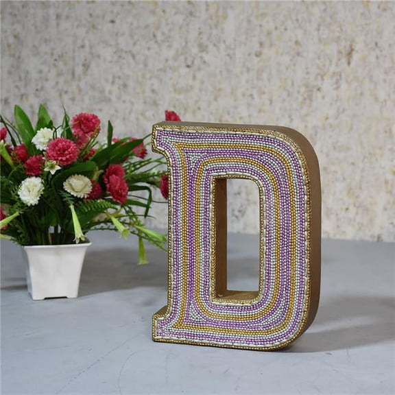 D Alphabet Handmade Letter Block Eco-Friendly Wall Decor, Gold with Zari Work