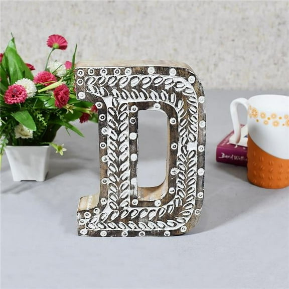 D Alphabet Handmade Letter Block Eco-Friendly Wall Decor, Natural Antique
