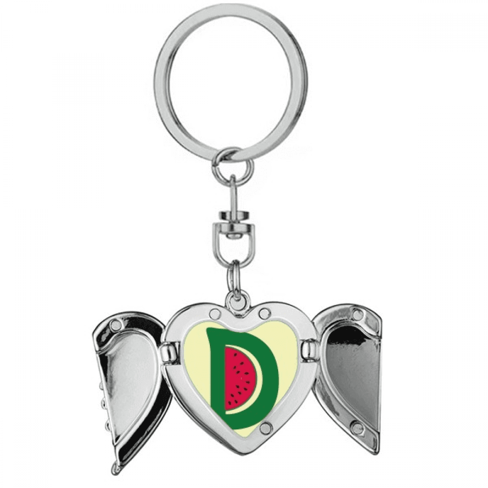 D Alphabet Watermelon Fruit Cute Pattern Heart Angel Wing Key Chain Holder