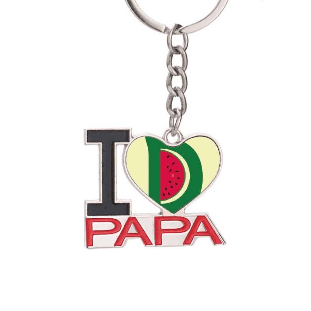 D Alphabet Watermelon Fruit Cute Pattern Keychain Metal Keyring Holder Love PAPA Father