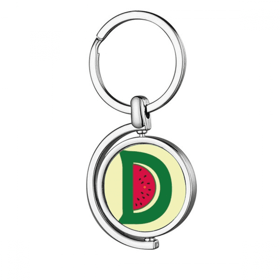 D Alphabet Watermelon Fruit Cute Pattern Rotating Keychain Metal Keyring Holder