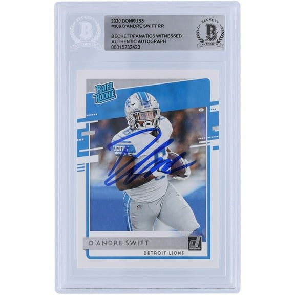 D'Andre Swift Detroit Lions Autographed 2020 Panini Donruss Rated Rookie #309 Beckett Fanatics Witnessed Authenticated Rookie Card - Fanatics Authentic Certified