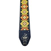 DAndrea Ace Jaquard Guitar Strap, Orange and Yellow on Black