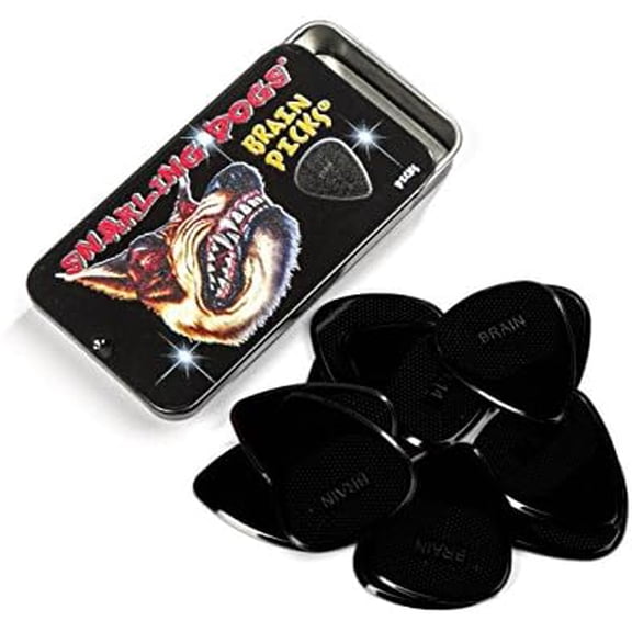 D'AndreaBrain Nylon Guitar Picks 12 Pack with Tin Box (Black, 0.88mm)
