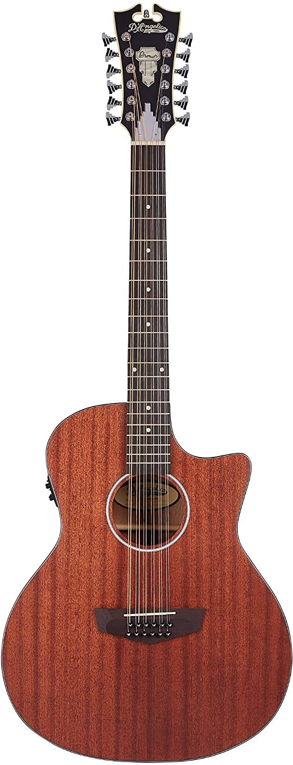 D'Angelico Electro 12 String Acoustic-Electric Guitar, Right, Natural DAPLSG212MAHCP