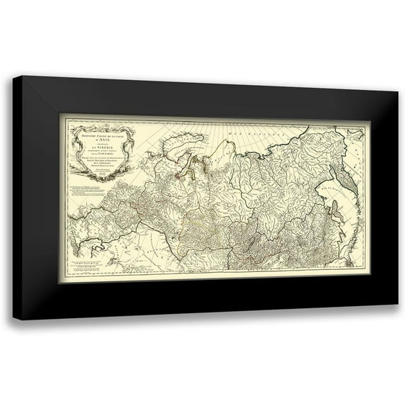 D''Anville 24x14 Black Modern Framed Museum Art Print Titled - Siberia Russia Asia Tartary - DAnville 1753