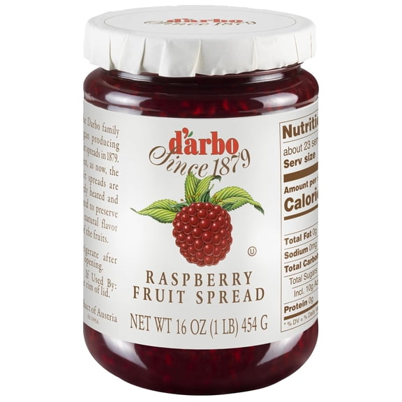 D'Arbo All-Natural Raspberry Fruit Spread, 16 oz