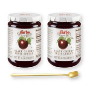 D'Arbo BLACK CHERRY Fruit Spread Preserve 16 Oz. (454 G) X 2 with Bonus Gold Stainless Steel Stirring/Spreader Spoon (3-Pc Set)