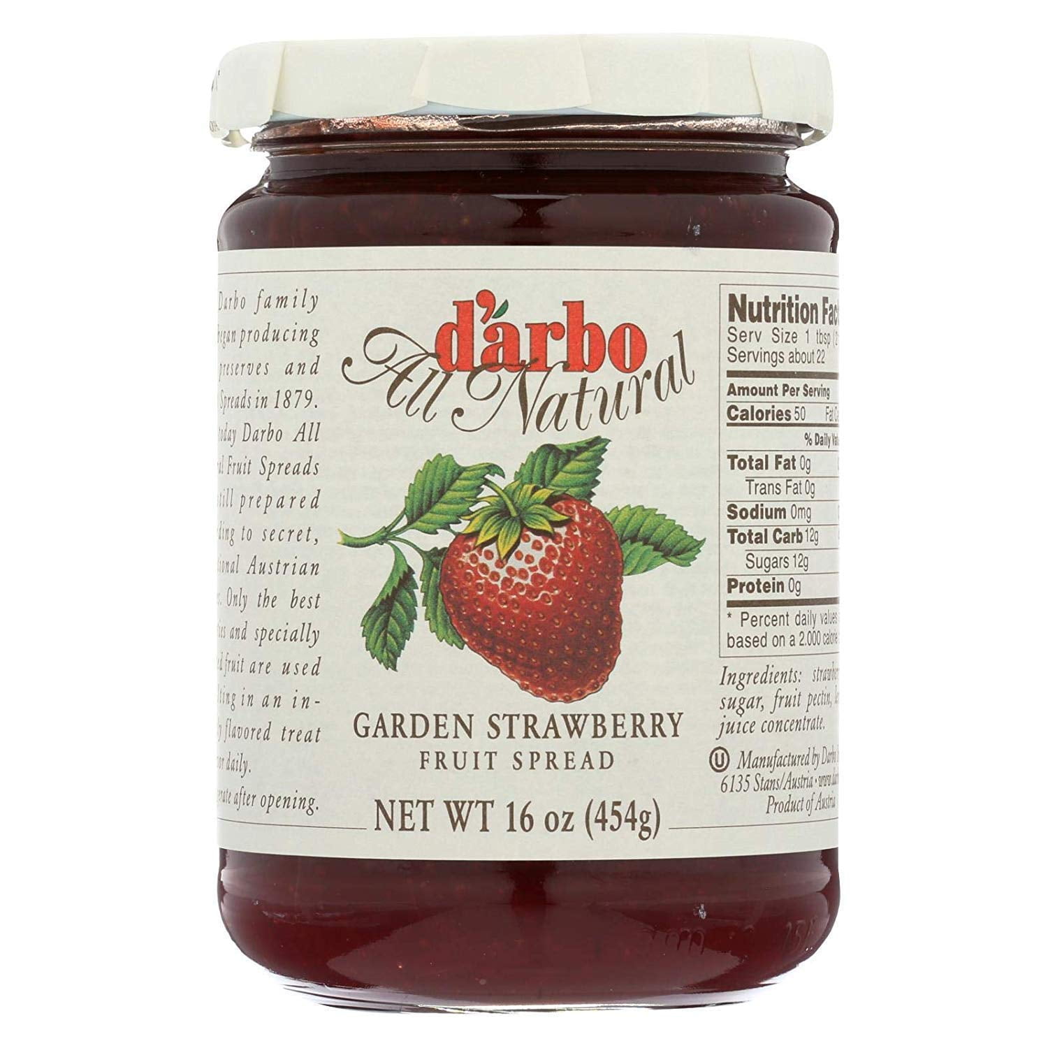 D'Arbo Strawberry Fruit Spread, 16oz, Pack of 6