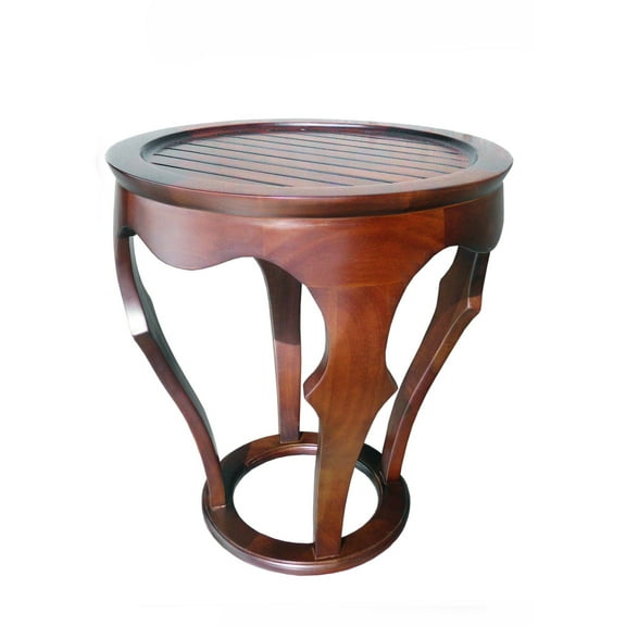 D-Art Collection Baronnes Solid Mahogany Wood Curved Table in Dark Brown