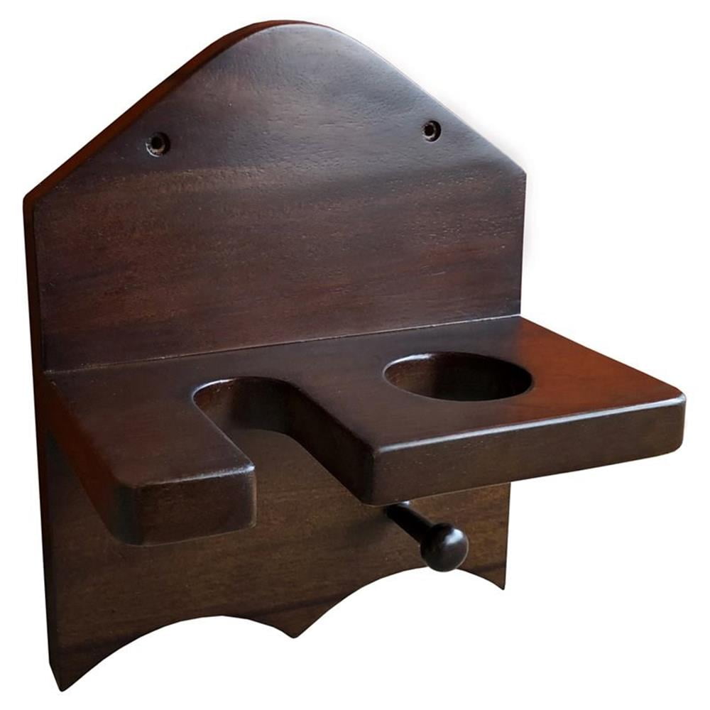 Dark Brown Mahogany Baseball Wall Mount Display Shelf
