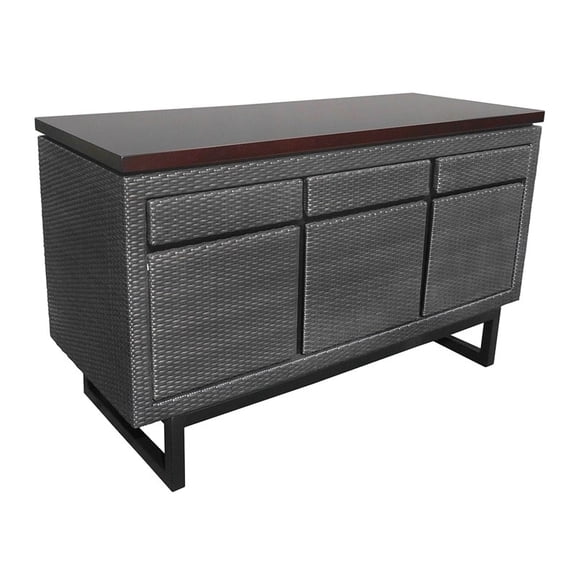 D-Art Collection Bavarian Wooded Top 3Drw 3Dr Buffet Cabinet with aluminum frame