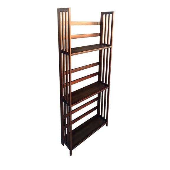 D-Art Collection Brookshire Bookcase in Mahogany Wood dark brown color