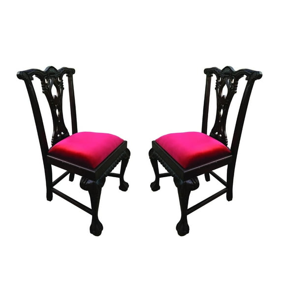 D-Art Collection Chippendale Mahogany and Velvet Side Chairs in Brown (set of 2)