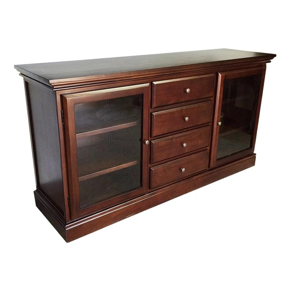 D-Art Collection Glass Front Bookcase Buffet in Mahogany wood