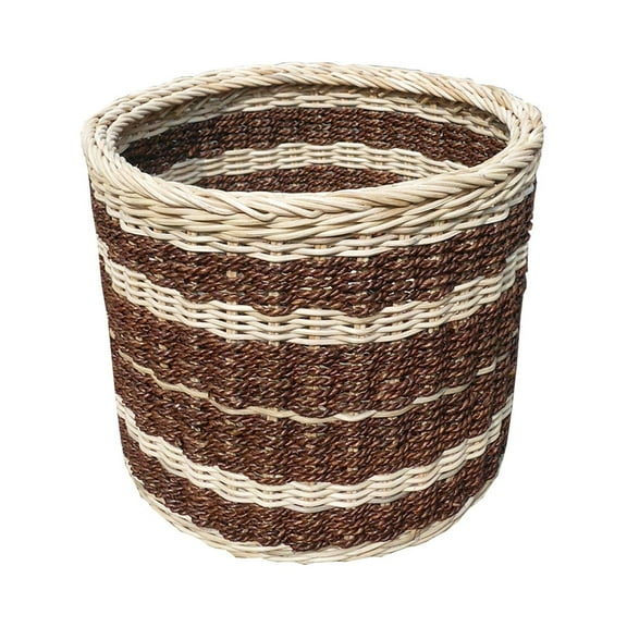 D-Art Collection Round Abaca Dominant Wicker/Rattan Storage Basket in Natural