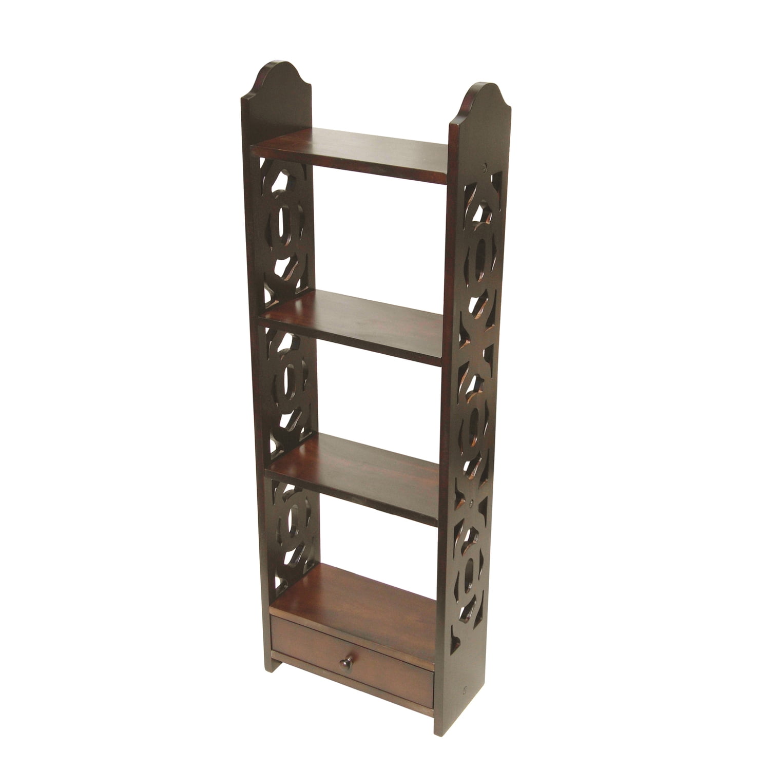 D-Art Collection Solid Mahogany Wood Carnation Wall Rack in Dark Brown