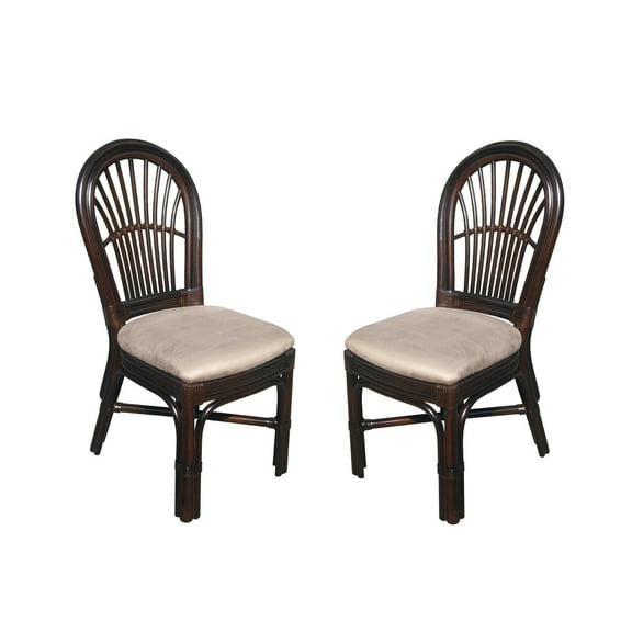 D-Art Collection Steffani Wicker/Rattan Dining Chairs in Brown (set of 2)