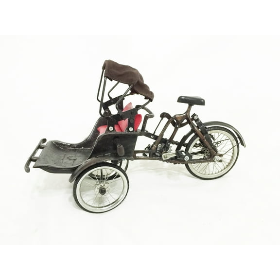 D-Art Collection Tin Metal and Iron Penang Ricksaw in Copper/Chrome