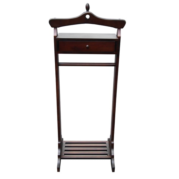 D-Art Collection Traditional Solid Mahogany Wood Royal Valet in Dark Brown