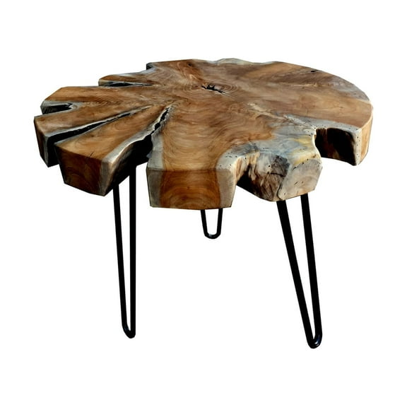 D-Art Collection Traditional Teak Wood and Iron Trunk Accent Table in Natural