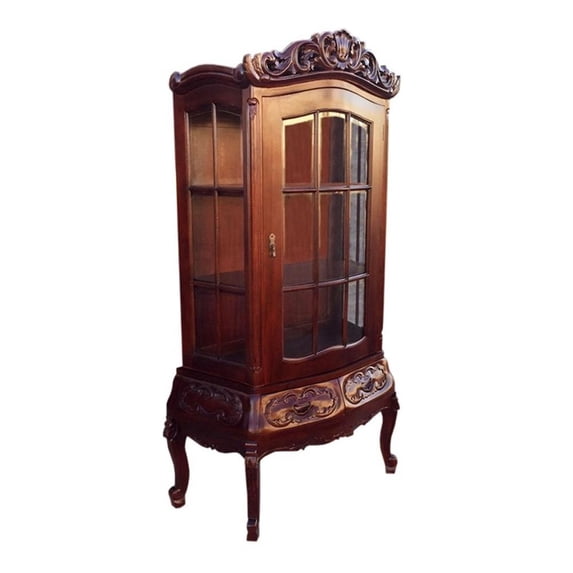 D-Art Collection Victorian Display Curio Cabinet in mahogany wood