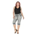 thumbnail image 1 of D&B Premium Women's Plus Size Blue Grey BLACK Stretch Denim CAPRI Jeans, 1 of 3