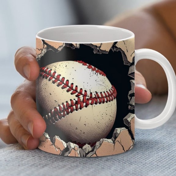 D Baseball Mug Wrap Design, oz oz Mug Template, Spor-Themed Coffee Mug File.