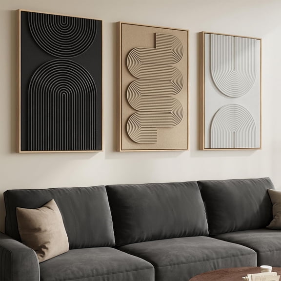 D Boho Neutral Abstract Poster Modern Minimalist Black White Brown Geometric Prints For Living Room Entryway Dining Room Decor Prints Set 3