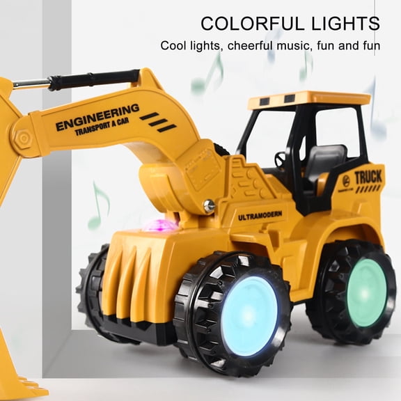 D Children Electric Digger Toy Light Music Excavator Engineering Vehicle Model