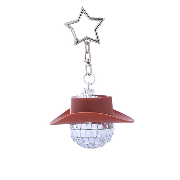 D Christmas Ball With Hat Pendant Disco Mirror Keychain Car Hanging Ornament For Home Decor Gift Party Accessories