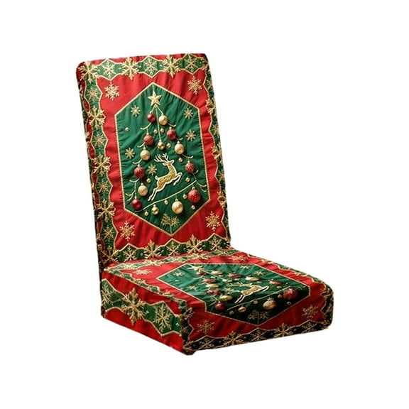 D Christmas Chair Cover Elastic Stretch Dining Chair Protector Holiday Print Washable Chair Cover For Home Restaurant Hotel Party Wedding Decoration 50X65Cm 19.7X25.6 Inches Festive Design