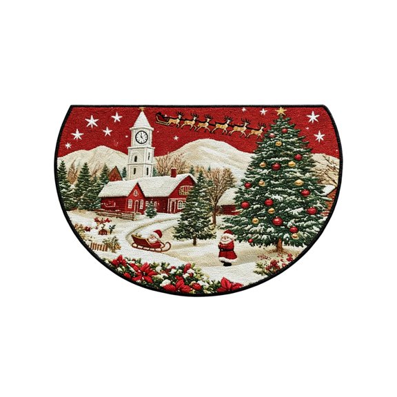 D Christmas Entrance Mat With Non-Slip Backing For Home And Bathroom Use