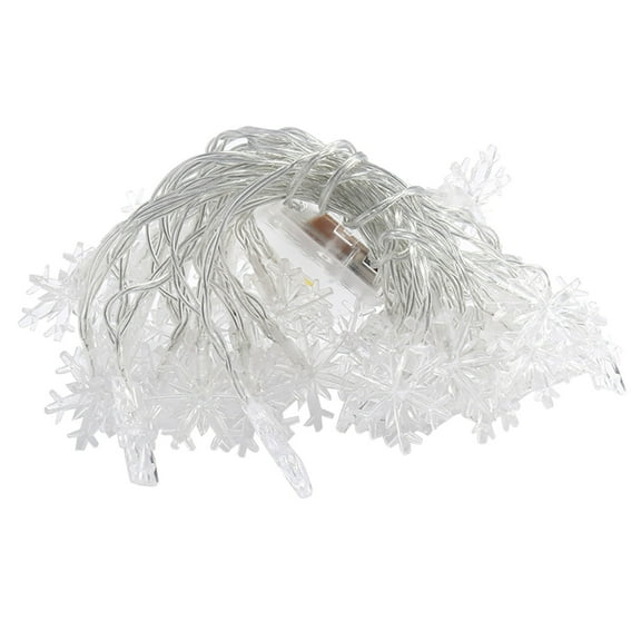D Christmas Lights Snowflake String 20 Led 2 Meters Battery Operated For Patio Garden Party Home Decor
