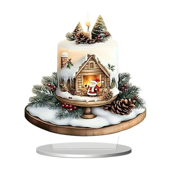 D Christmas Series Scene Crystal Ball Ornaments 2D Acrylic Desktop Decoration Holiday Decor 7.87X7.87 Inches Plastic Multicolor D