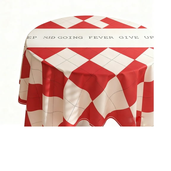 D Christmas Tablecloth Version D Red White Checkered Retro Photo Backdrop 47 X 47 Inches Polyester Fabric For Kitchen Dining Table Holiday Decor