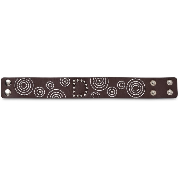 "D" Circle Stitched Bracelet - 8.5" Leather & Stud