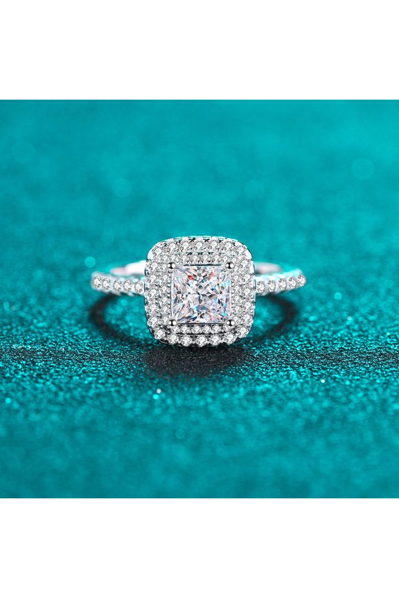 D Color 1 Carat Sparkling Moissanite Women Ring - 925 Sterling Silver Wedding Band Ring & Engagement Jewelry Gift with Certificate