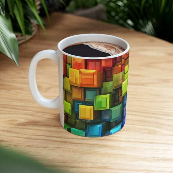 D Color Blocks Mug, Extruding Cube Buildings, Artist Mug, Rendering Mug, pes Computer Mug, Gift Idea, Gift Him, Gift Her.