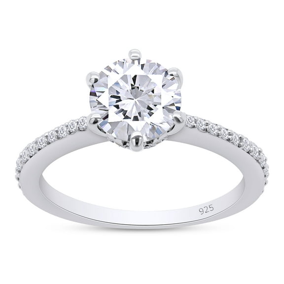 D Color VVS1-VVS2 Round Brilliant Cut 1.33 Carat Moissanite Lab Created Diamond Engagement Ring for Women In 14K White Gold Over Sterling Silver With Certificate of Authenticity-4