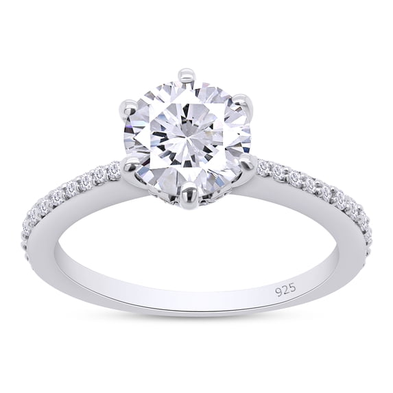 D Color VVS1-VVS2 Round Brilliant Cut 1.33 Carat Moissanite Lab Created Diamond Engagement Ring for Women In 14K White Gold Over Sterling Silver With Certificate of Authenticity-9