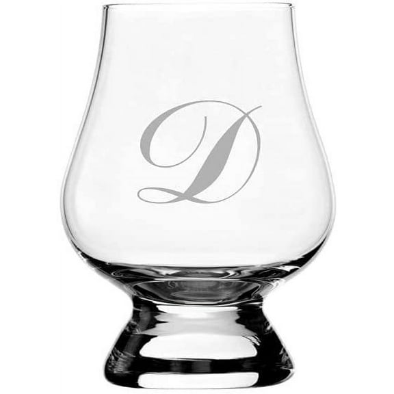 D Commercial Script Monogrammed Etched 2.5oz Glencairn Wee Whisky Glass