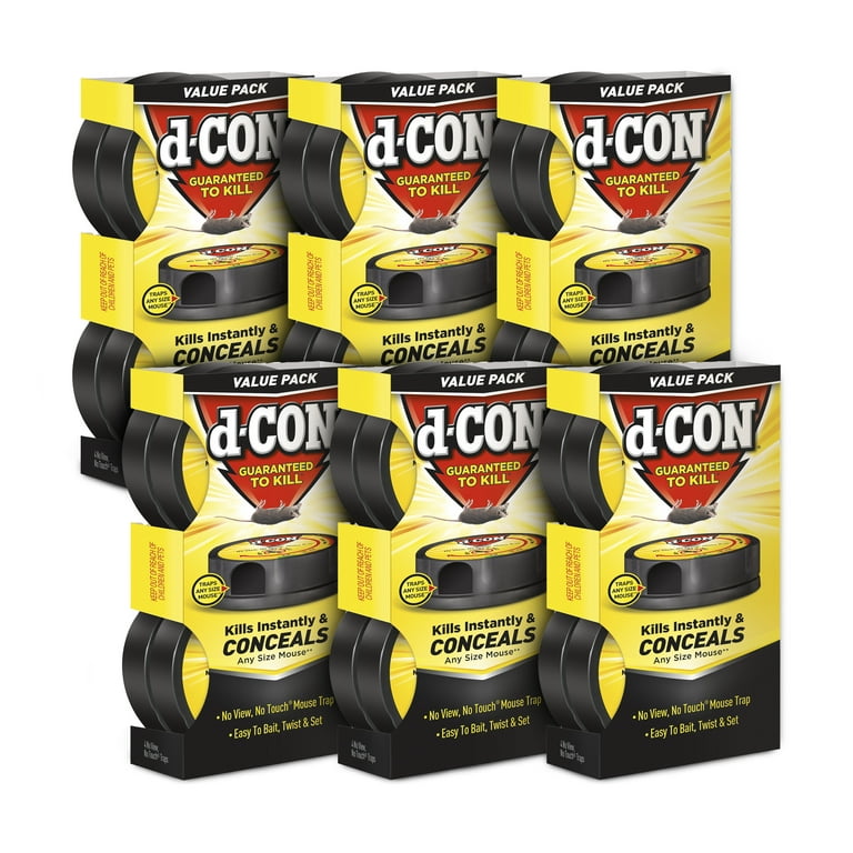 D-con No View, No Touch Covered Mouse Trap, 6 Pack (2 Traps Each) (Packaging May Vary)